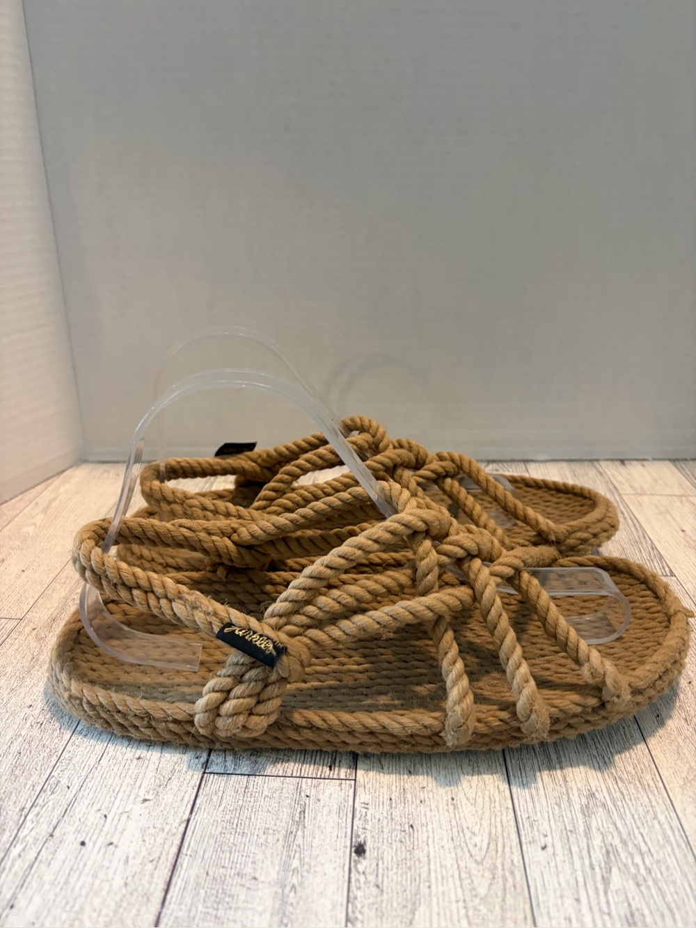 VTG Gurkees Handmade Rope Flat Sandals Beige Boho Hippie Women’s Size 7-8 Tan